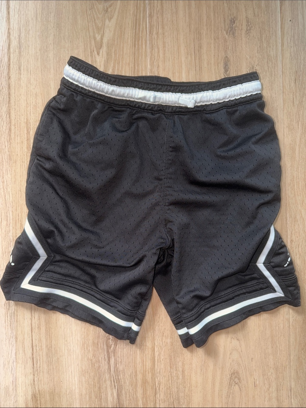Jordan Black Athletic Basketball Shorts with White Trim youth size large